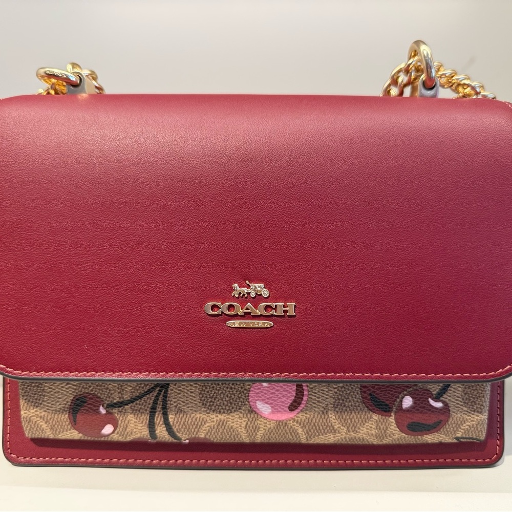 Coach Red Crossbody Bag with Gold Chain